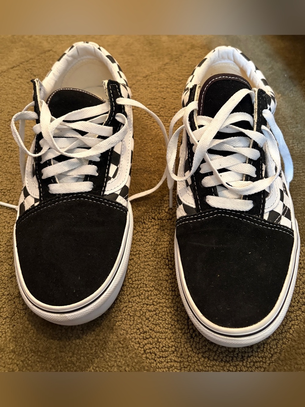 Vans Classic Black and White Checkerboard Lace-Up Skate Sneakers.